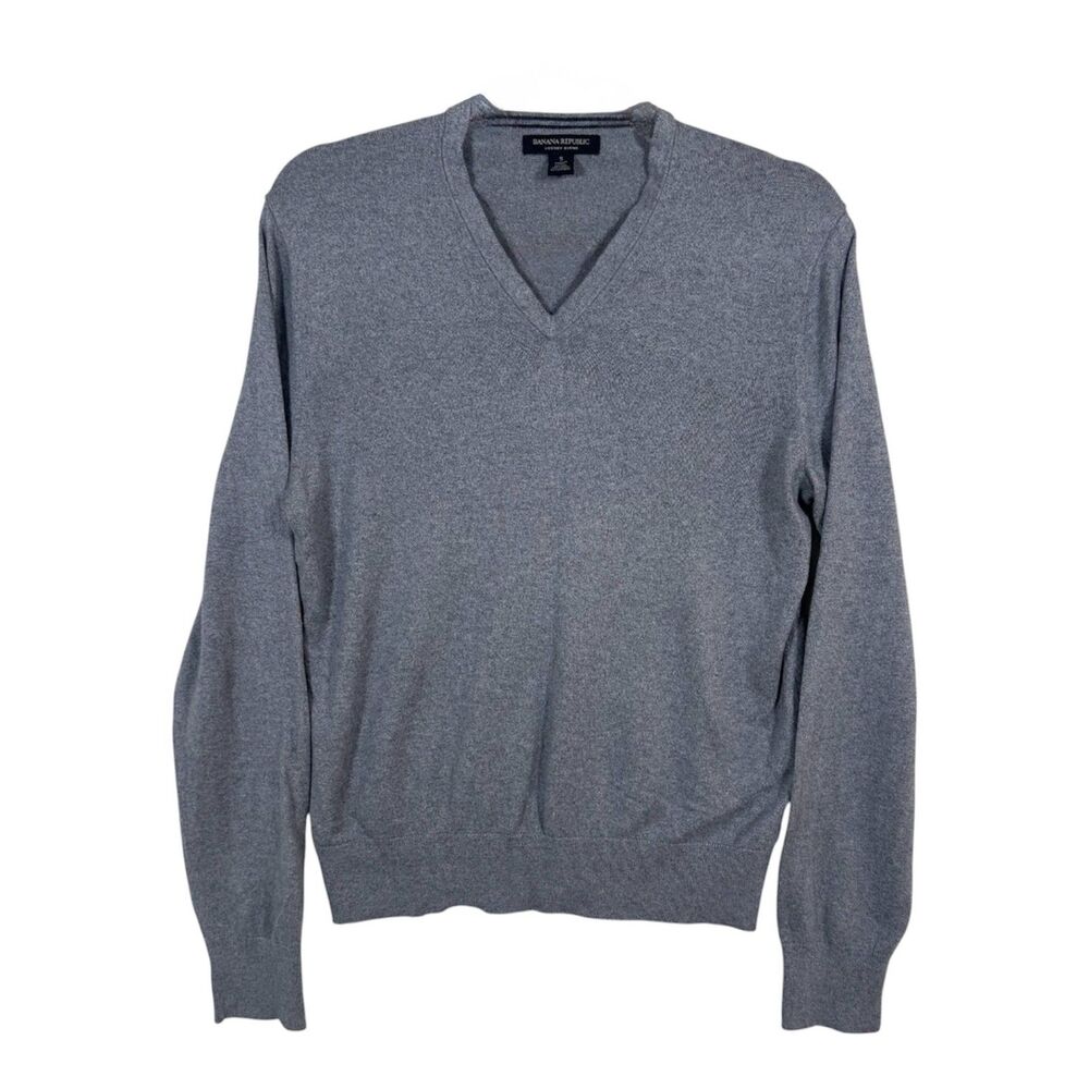 Banana Republic Luxury Blend Silk Cashmere V-Neck Sweater Gray S